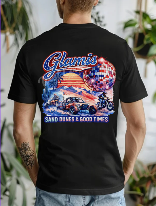 Glamis Sand Dunes & Good Times Patriotic Graphic Tee – Off Road Desert Shirt