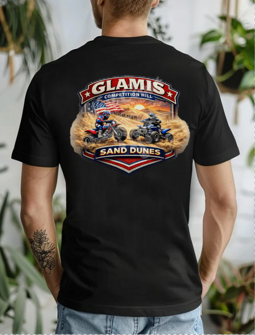 Glamis Competition Hill Sand Dunes Patriotic Graphic Tee – Off Road ATV Shirt