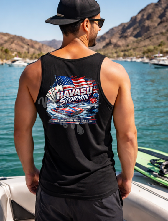 Havasu Stormin’ Patriotic Speed Boat Graphic Tee – Lake Havasu Arizona Shirt