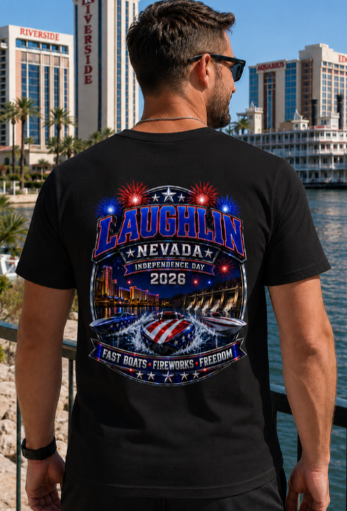 Laughlin Nevada Independence Day 2026 T-Shirt or Tank Top | Fast Boats, Fireworks & Freedom
