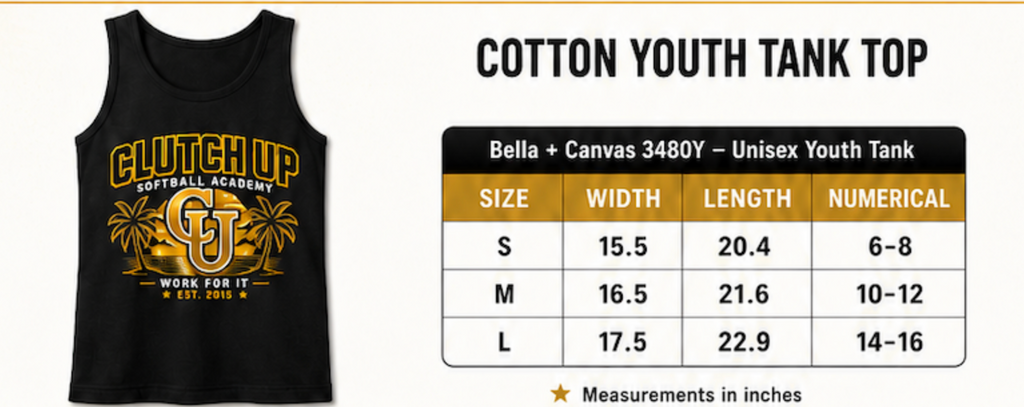 Clutch Up Softball Academy Black Youth Tank – Work For It