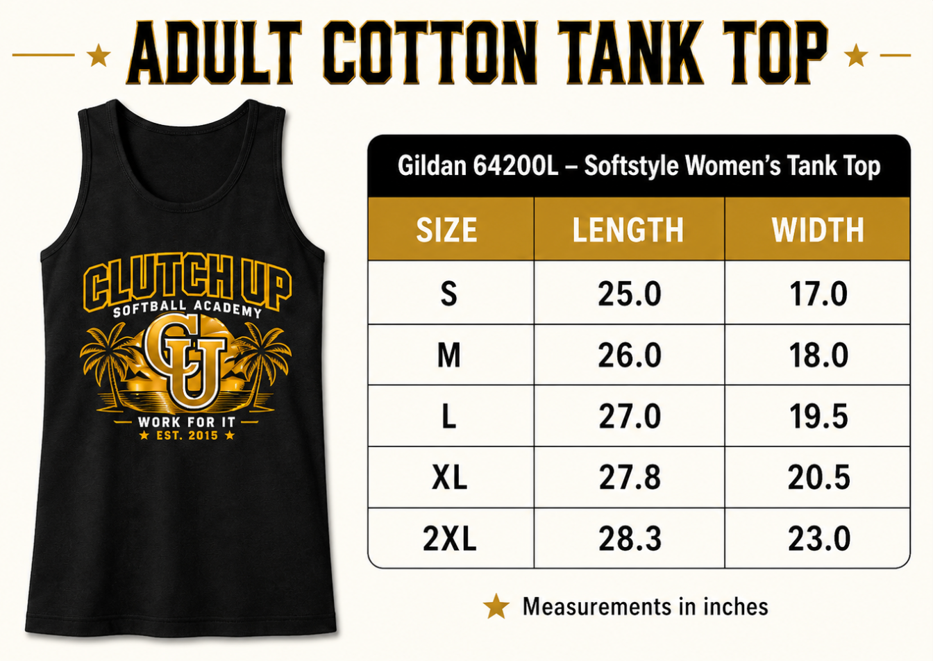 Clutch Up Softball Academy Black Adult Cotton Tank – Work For It