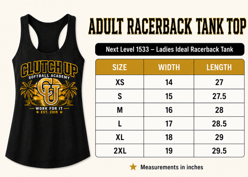 Clutch Up Softball Academy Black Racerback Tank – Work For It