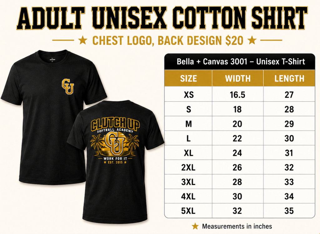 Clutch Up Softball Academy Black Unisex Cotton Shirt – Chest Logo & Back Design