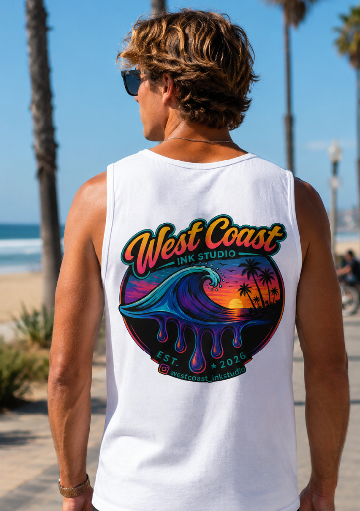 West Coast Ink Studio Neon Sunset Wave T-Shirt or Tank Top