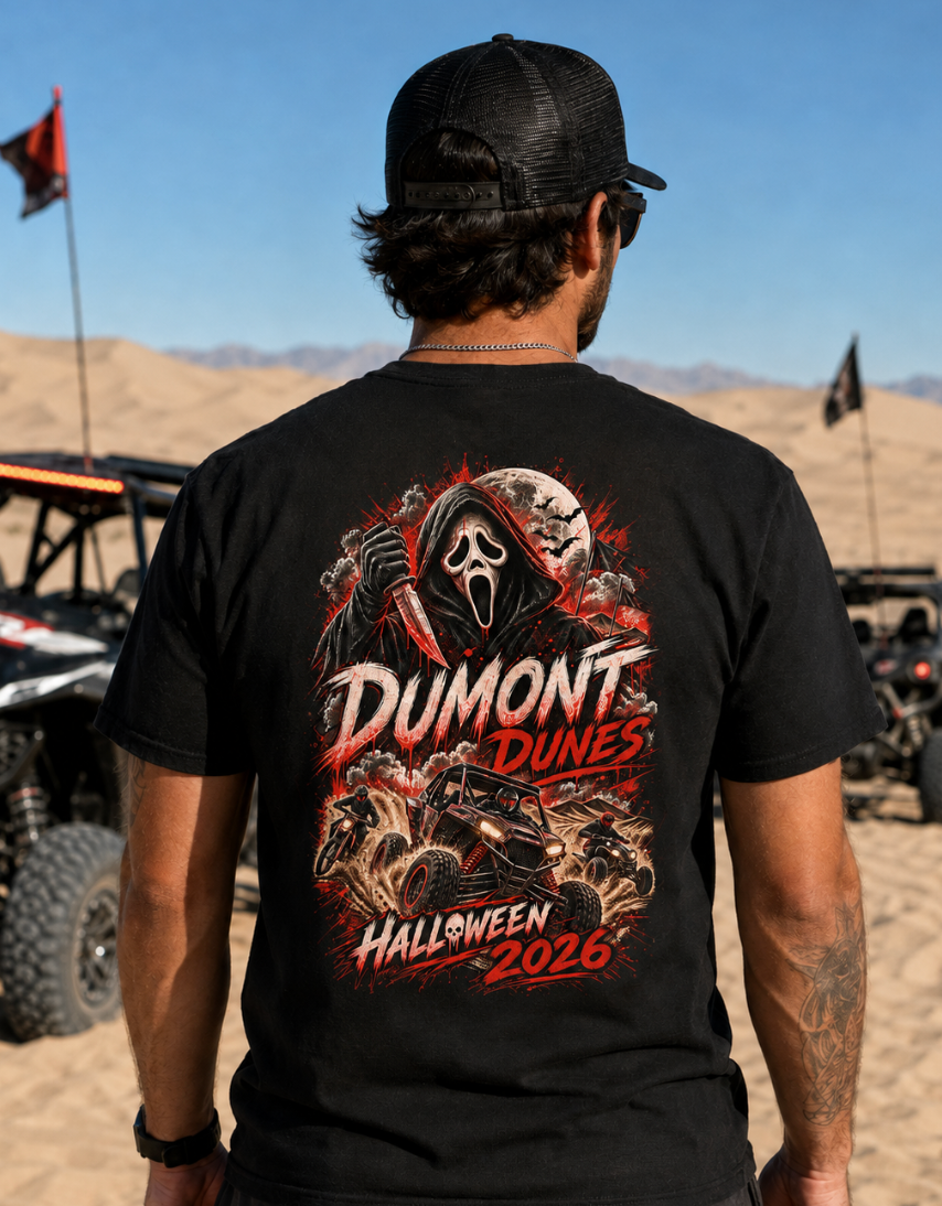 Dumont Dunes Halloween 2026 Masked Horror Off-Road T-Shirt