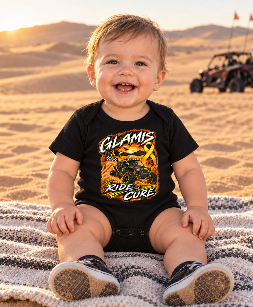 Baby Glamis Ride for the Cure Childhood Cancer & Leukemia Awareness Onesie