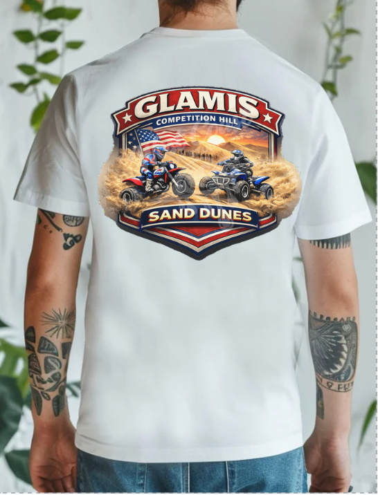 Glamis Competition Hill Sand Dunes Patriotic Graphic Tee – Off Road ATV Shirt