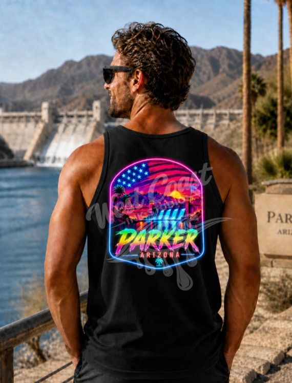 Parker Arizona Retro Neon Tank Top or T-Shirt | Parker Dam Colorado River Shirt