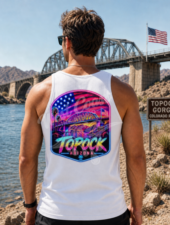 Topock Arizona Retro Neon Tank Top or T-Shirt | Topock Gorge Colorado River Shirt