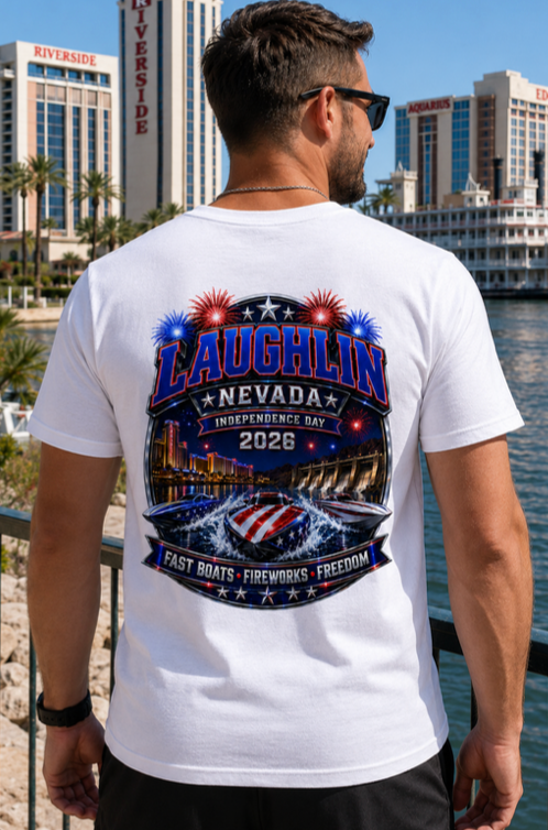 Laughlin Nevada Independence Day 2026 T-Shirt or Tank Top | Fast Boats, Fireworks & Freedom
