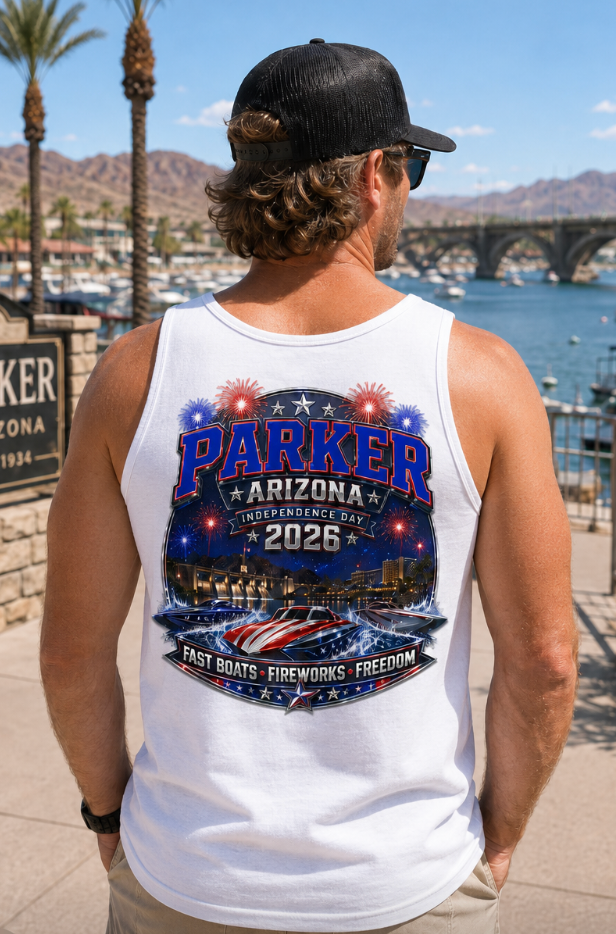Parker Arizona Independence Day 2026 T-Shirt or Tank Top | Fast Boats, Fireworks & Freedom