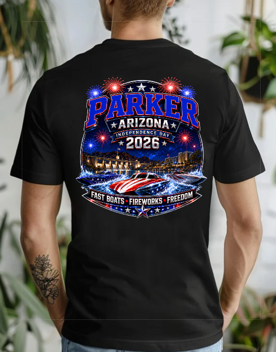 Parker Arizona Independence Day 2026 T-Shirt or Tank Top | Fast Boats, Fireworks & Freedom