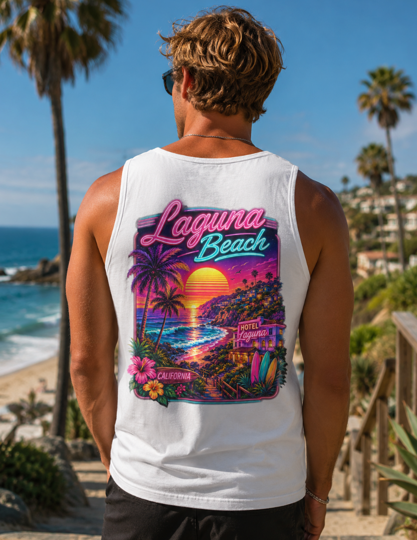 Laguna Beach California  | Neon Sunset Coast Graphic T-Shirt or Tank