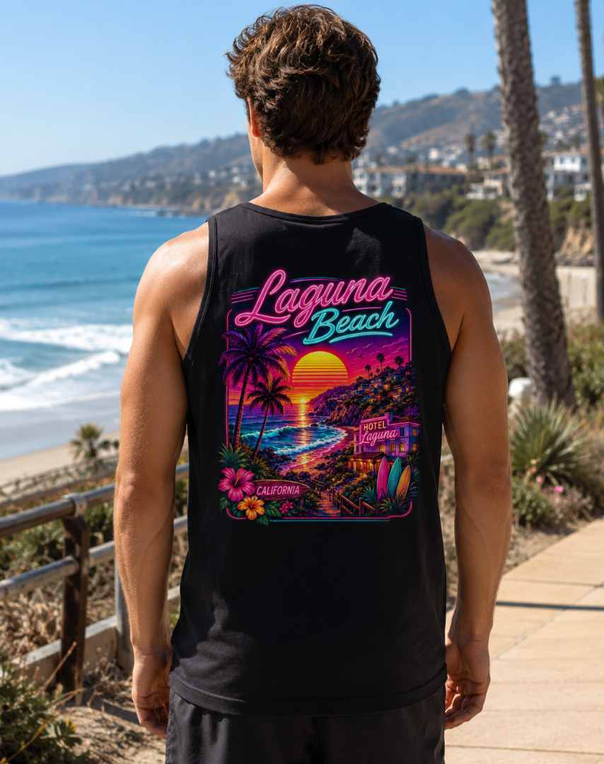 Laguna Beach California  | Neon Sunset Coast Graphic T-Shirt or Tank