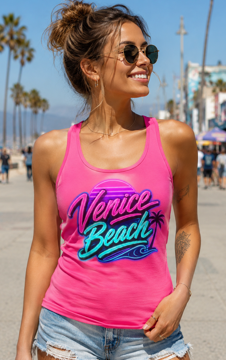 Venice Beach Neon Sunset Women’s Tank Top