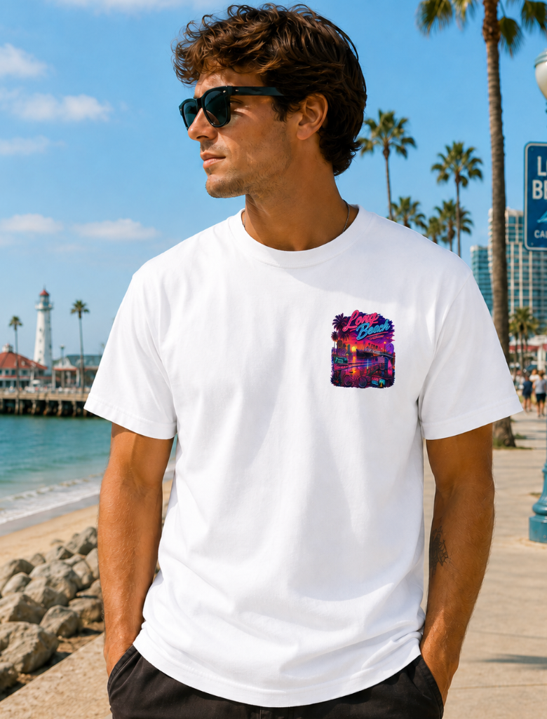 Long Beach Neon Sunset T-Shirt or Tank Top