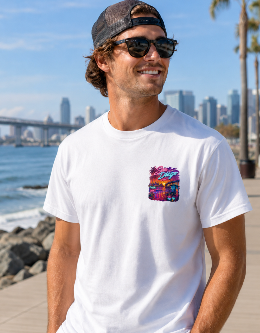 San Diego Neon Sunset Graphic Tee or Tank – Coastal California