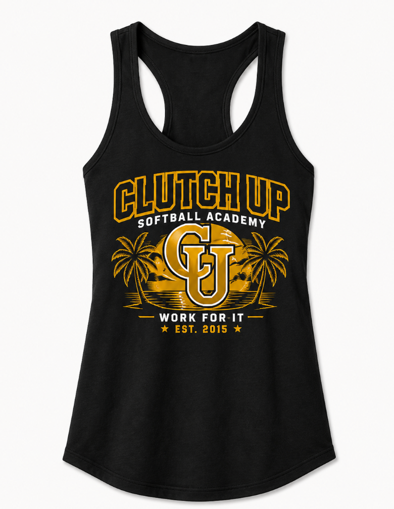 Clutch Up Softball Academy Black Racerback Tank – Work For It