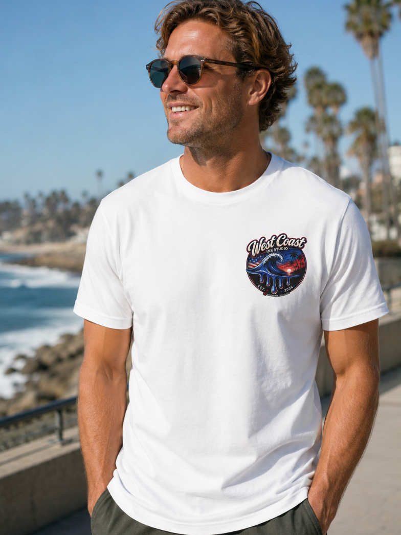 West Coast Ink Studio Patriotic Wave Sunset T-Shirt or Tank Top