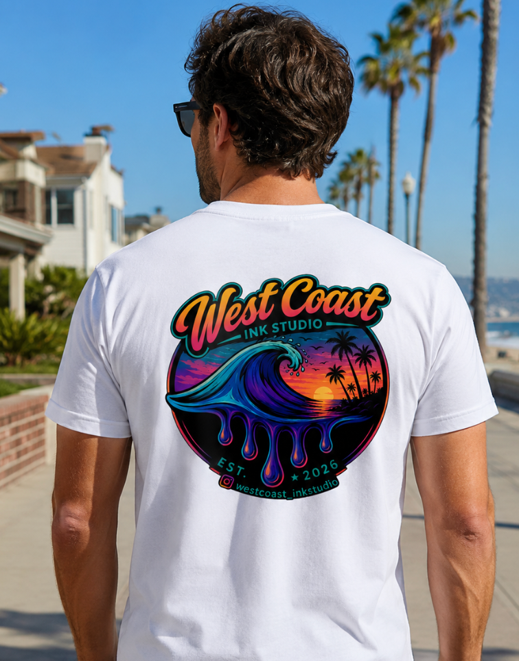 West Coast Ink Studio Neon Sunset Wave T-Shirt or Tank Top