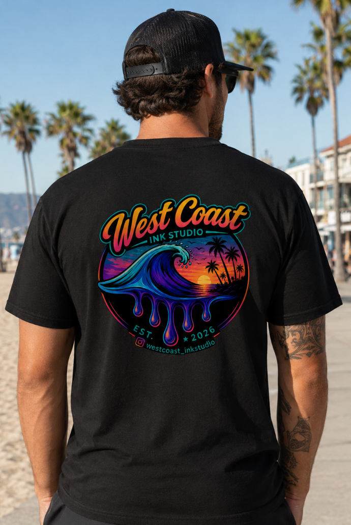 West Coast Ink Studio Neon Sunset Wave T-Shirt or Tank Top