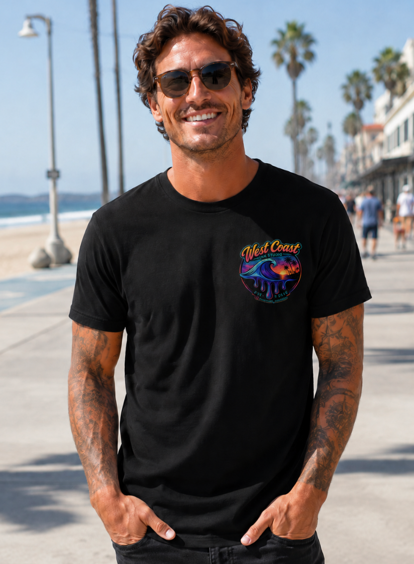 West Coast Ink Studio Neon Sunset Wave T-Shirt or Tank Top
