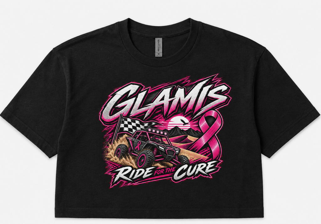 Glamis Ride for the Cure Women’s Crop Tee – Breast Cancer Awareness Off-Road Shirt