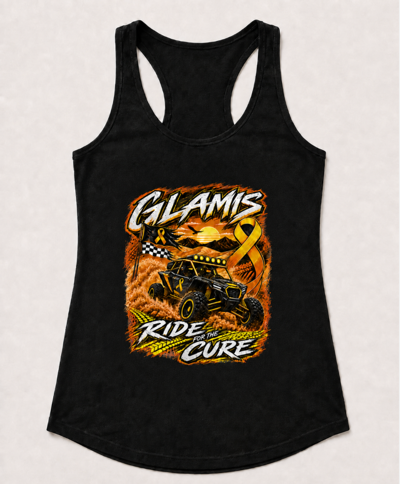 Ladies Racerback Tank  Glamis Ride for the Cure Childhood Cancer & Leukemia Awareness