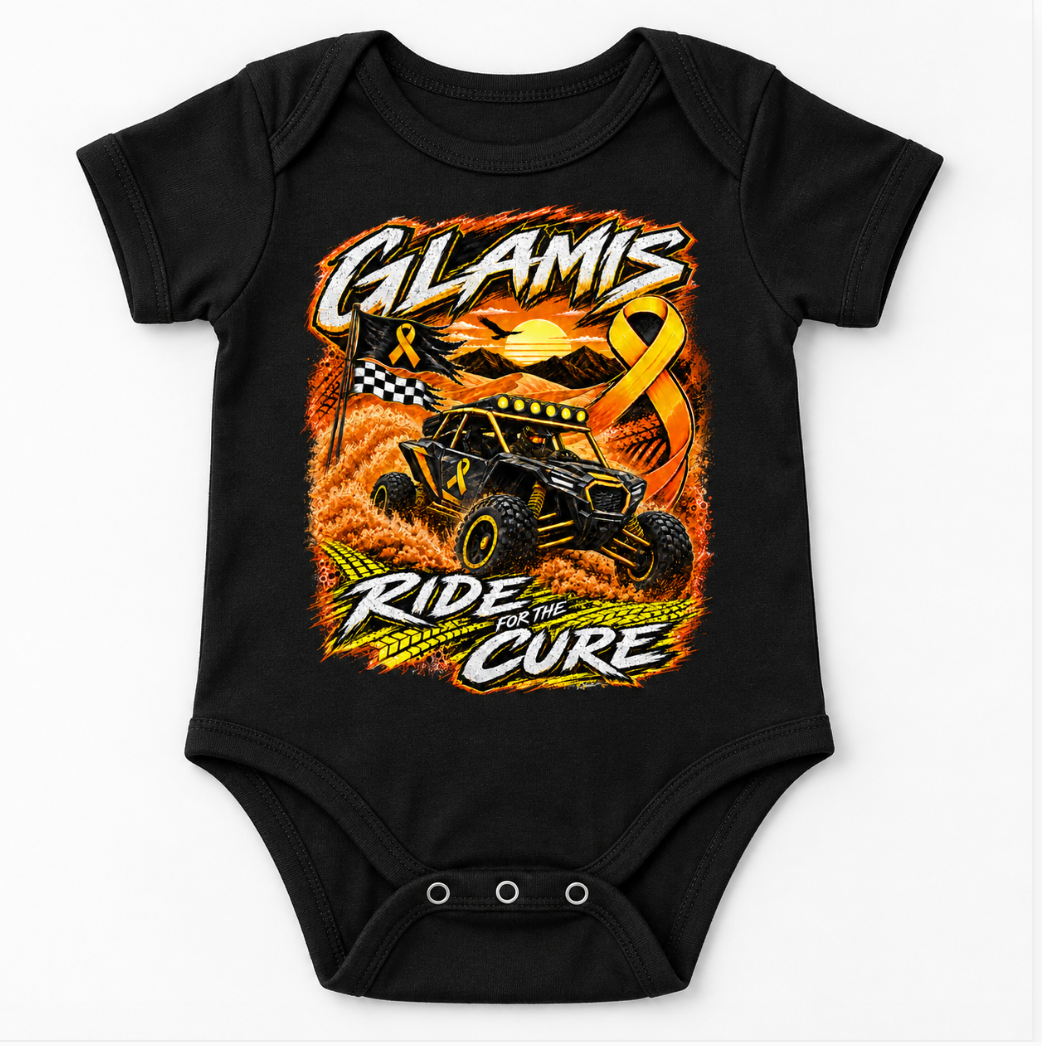 Baby Glamis Ride for the Cure Childhood Cancer & Leukemia Awareness Onesie